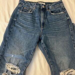 Distressed Blue Denim Jeans